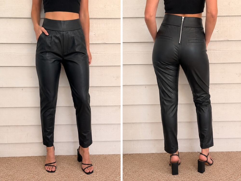 AMMO Black Faux Leather High Waist Skinny Pants Medium